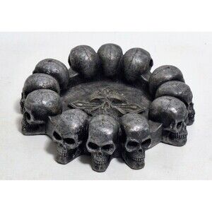 VINTAGE SUMMIT COLLECTION SKULL & CROSS RESIN 6” ASHTRAY